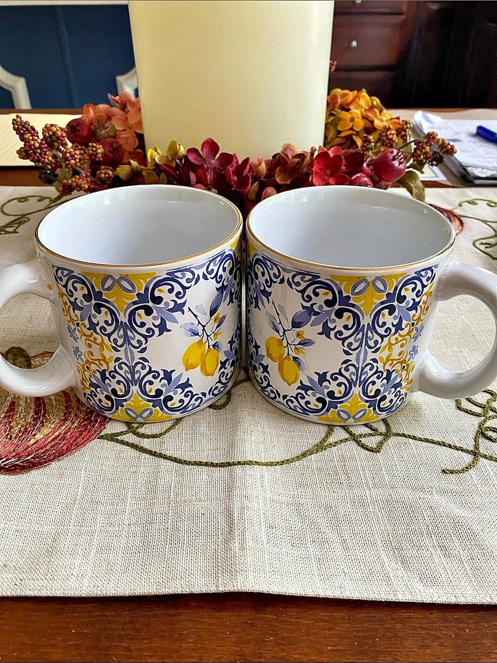Blue and Yellow Lemon Mugs 2